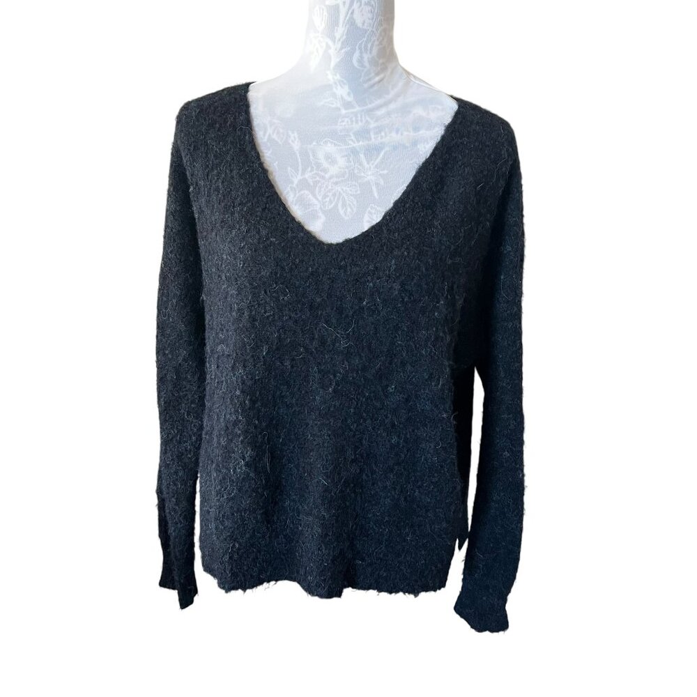 Peruvian Connection Large Sweater Pullover Alpaca Nylon Wool Blue V-neck Womens